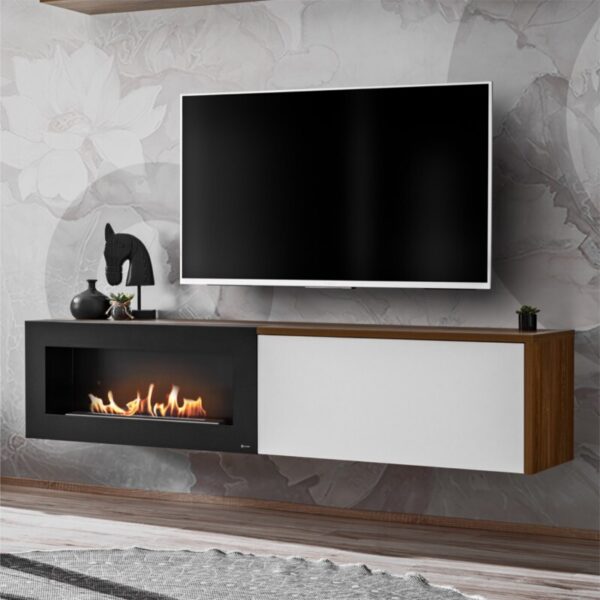 Dallas - TV Unit with build in fireplace White